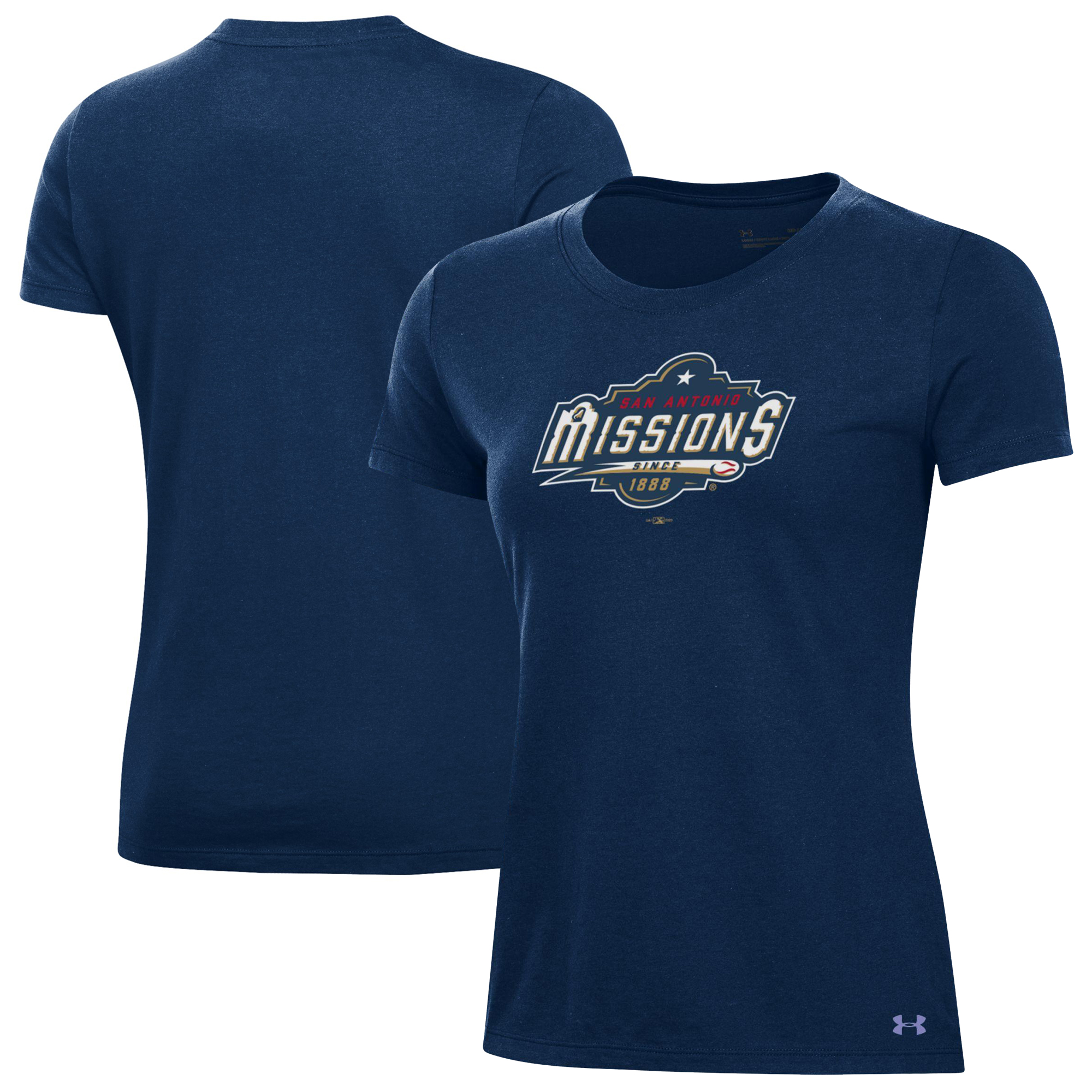 Women's Under Armour Navy San Antonio Missions Performance T-Shirt - Image 2