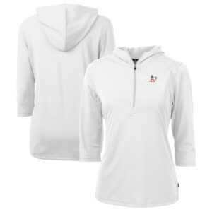 Women's Cutter & Buck White Athletics Americana Logo DryTec Virtue Eco Pique Recycled Half-Zip Pullover Hoodie