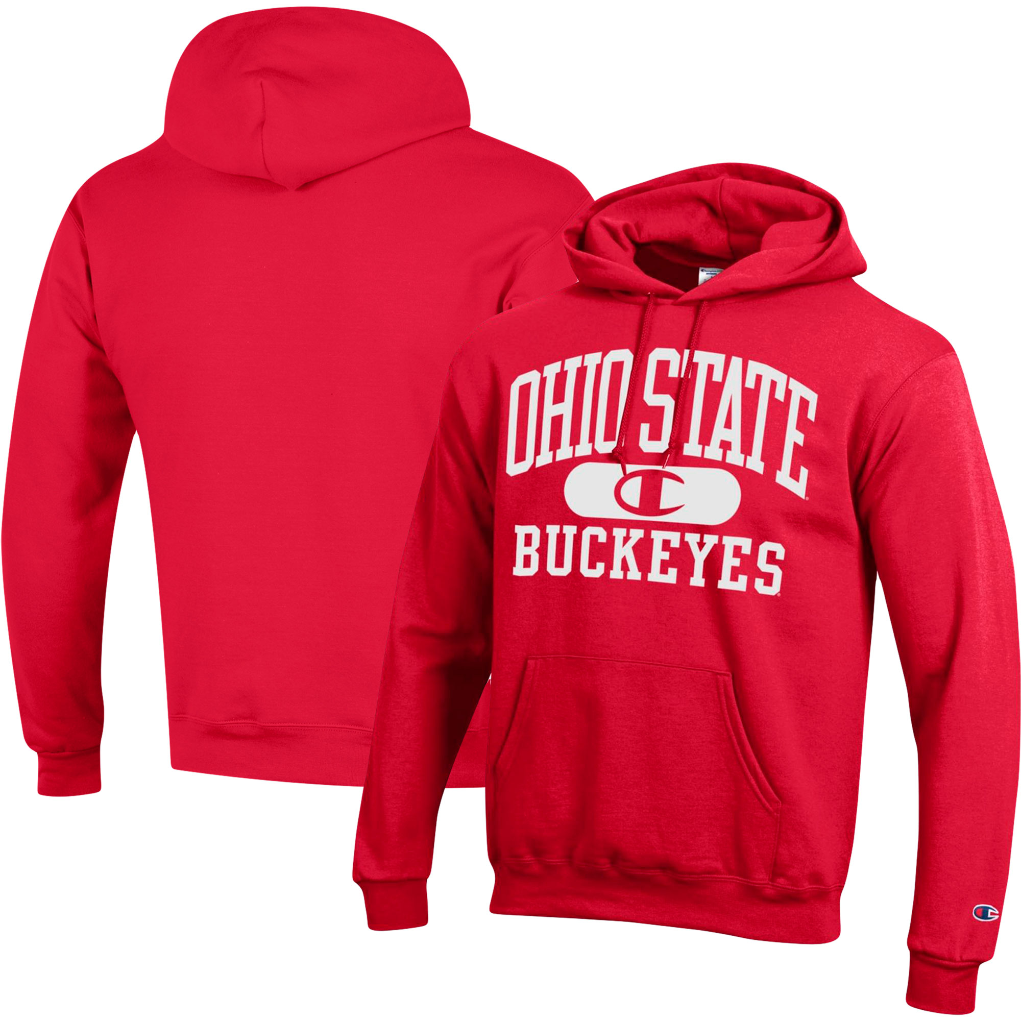 Men's Champion Scarlet Ohio State Buckeyes Arch Pill Pullover Hoodie - Image 2
