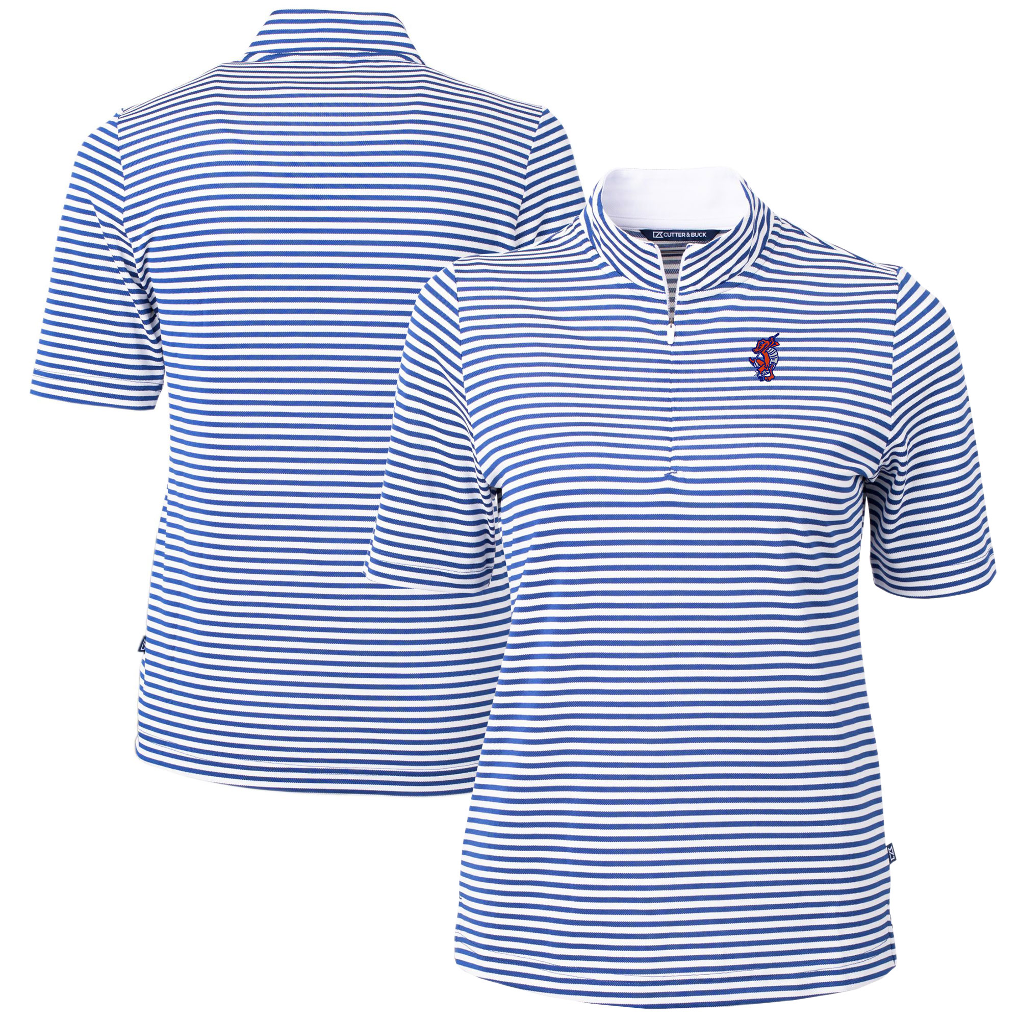 Women's Cutter & Buck Royal Florida Gators Swinging Gator DryTec Virtue Eco Pique Stripe Recycled Polo