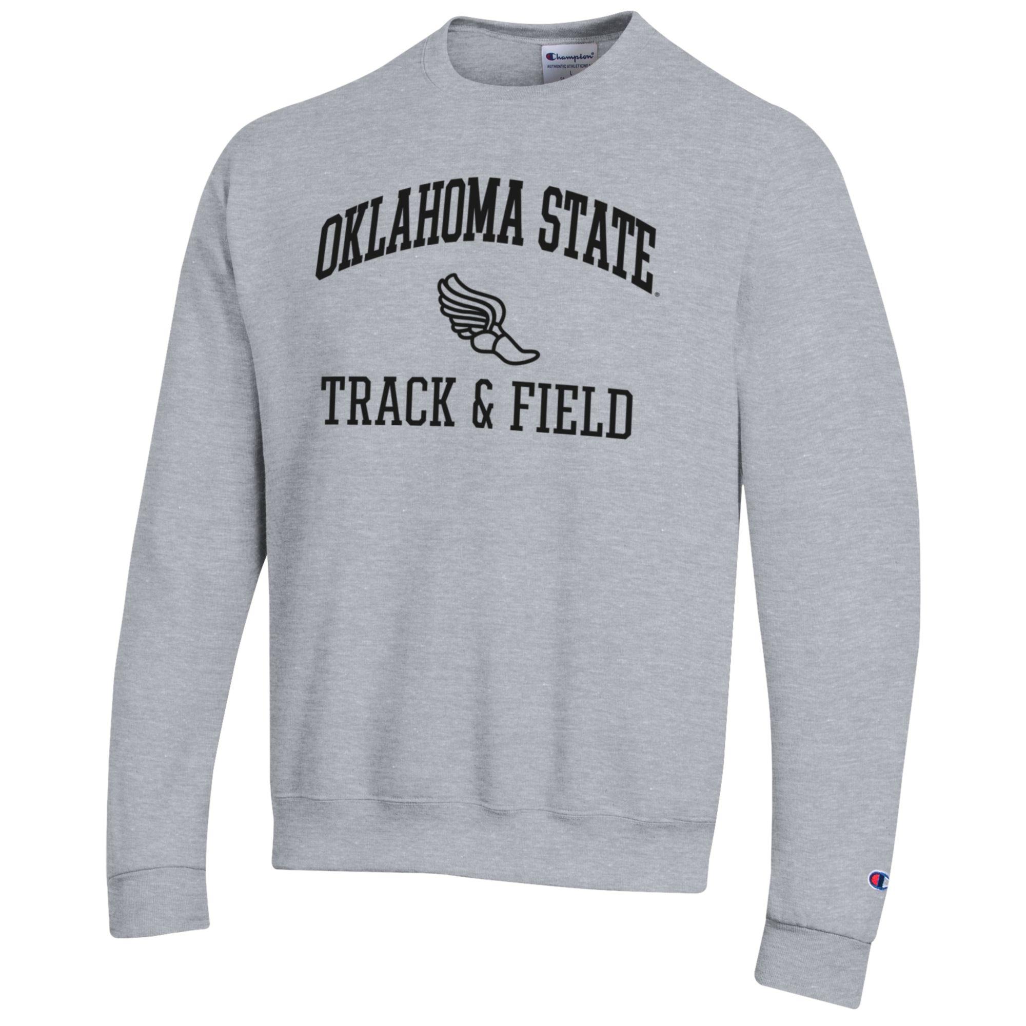 Men's Champion Gray Oklahoma State Cowboys Track & Field Icon Powerblend Pullover Sweatshirt - Image 3