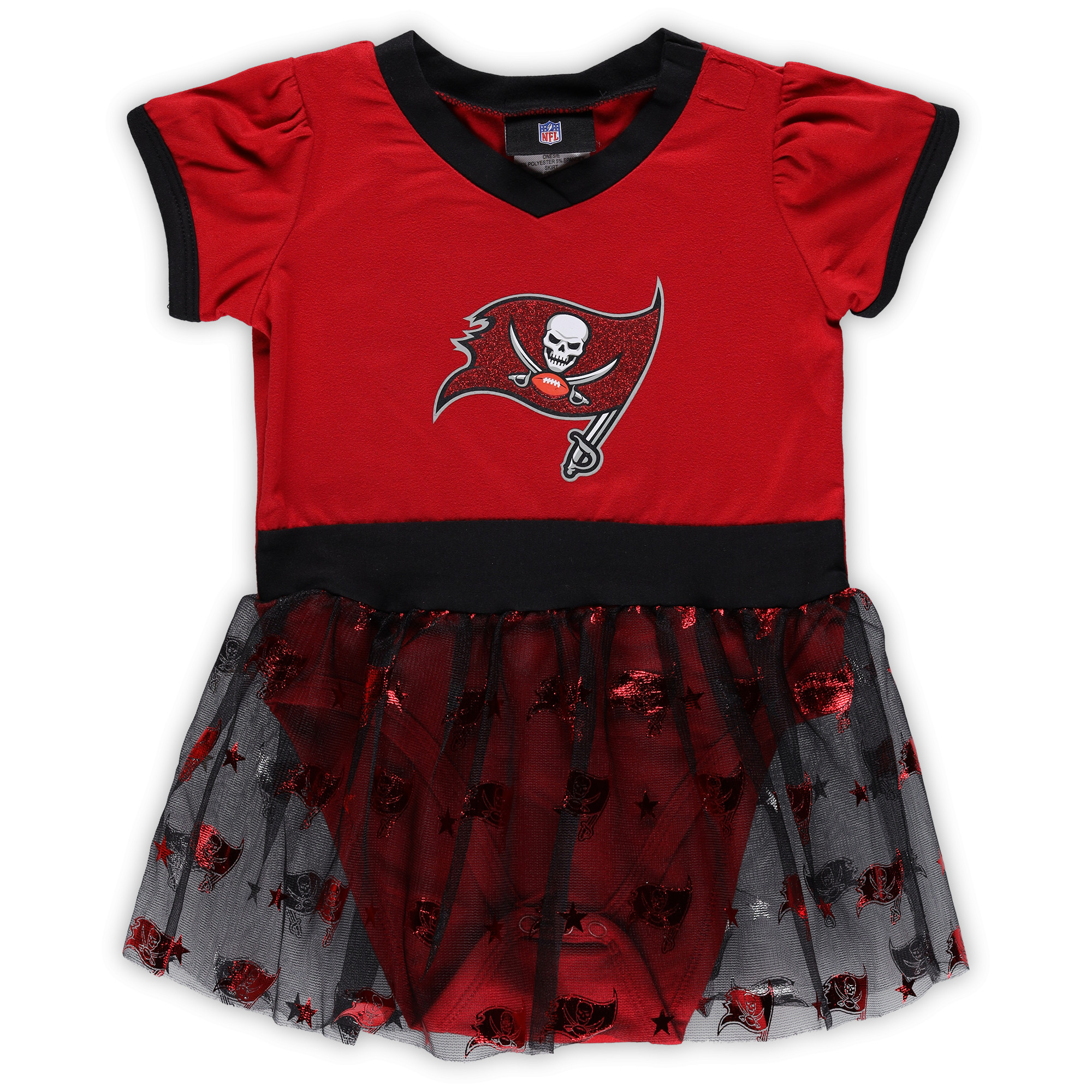 Girls Infant Red Tampa Bay Buccaneers Tailgate Game Day Bodysuit with Tutu, Headband & Leggings Cheerleader Set - Image 7