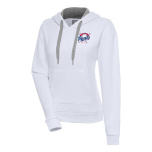 Women's Antigua  White Stockton Ports Victory Pullover Hoodie