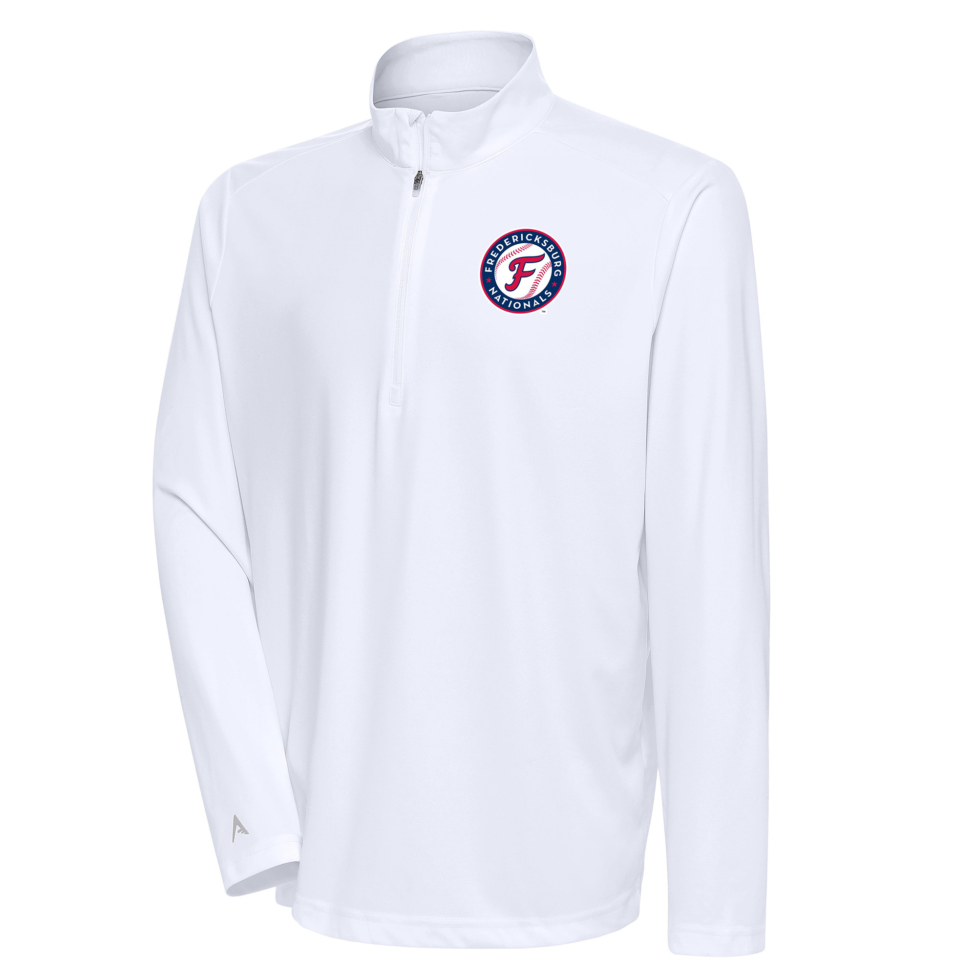 Men's Antigua White Fredericksburg Nationals Tribute Quarter-Zip Pullover Top