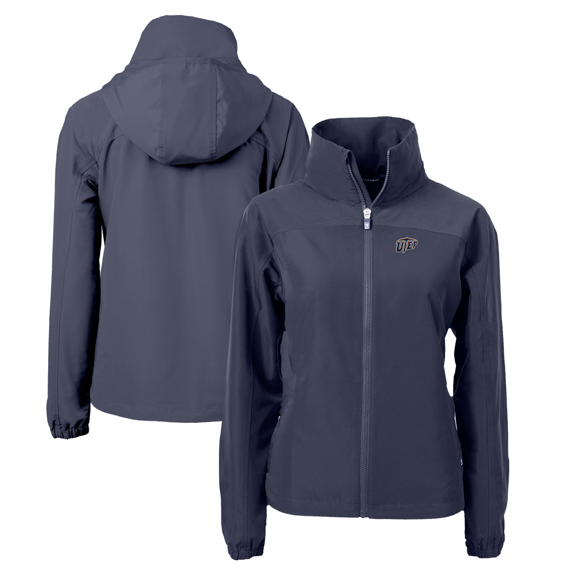 Women's Cutter & Buck Navy UTEP Miners Charter Eco Recycled Full-Zip Jacket
