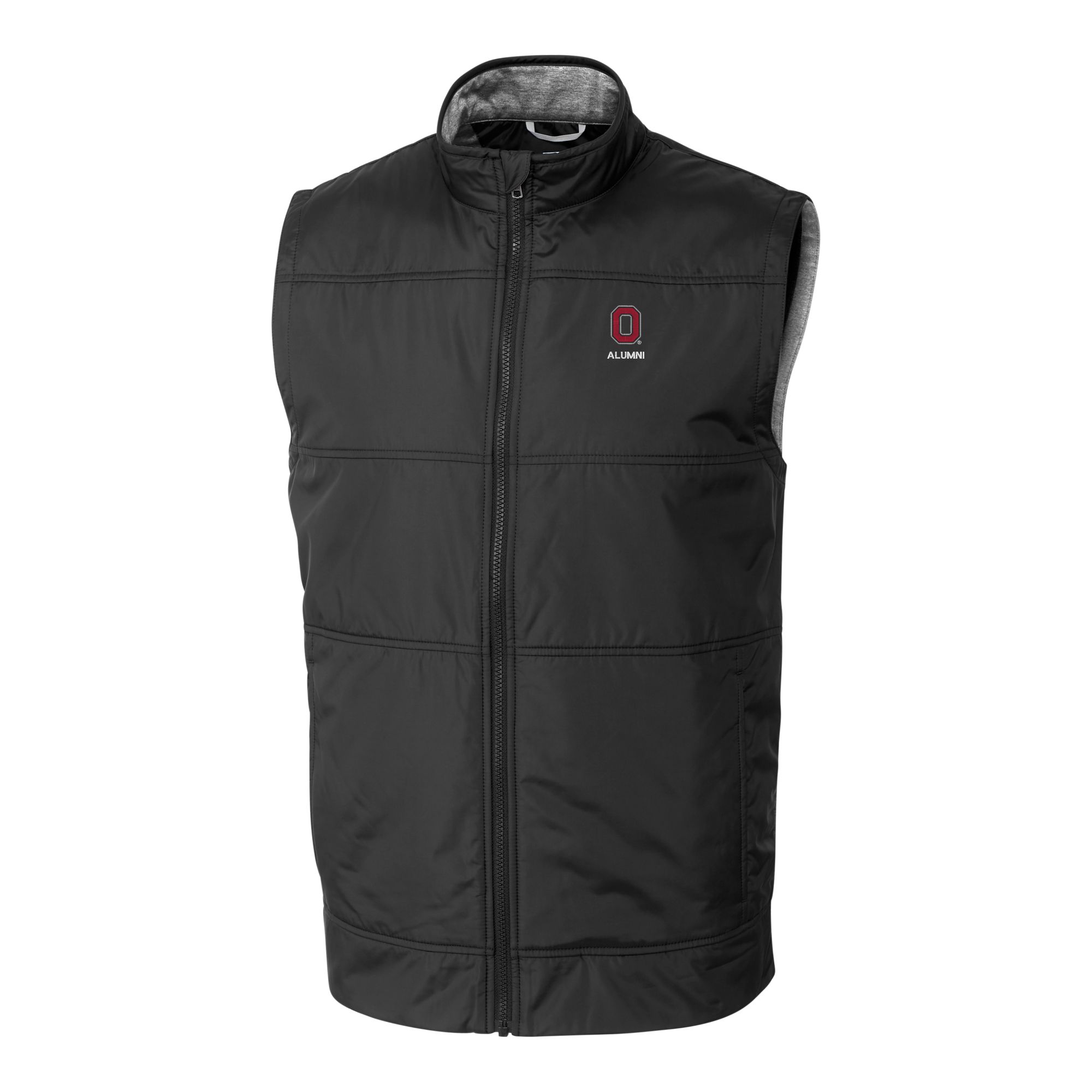 Men's Cutter & Buck Black Ohio State Buckeyes Alumni Logo Stealth Hybrid Quilted Windbreaker Full-Zip Vest - Image 3
