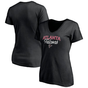 Women's Black Atlanta Falcons Depth Chart V-Neck T-Shirt