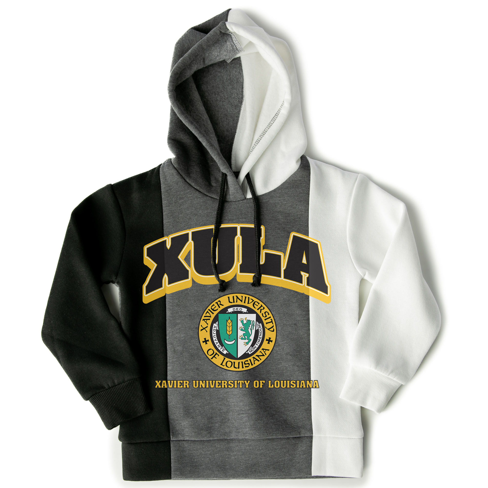 Girls Youth Gameday Couture Black Xavier University of Louisiana Gold Rush Hall Of Fame Color Block Pullover Hoodie