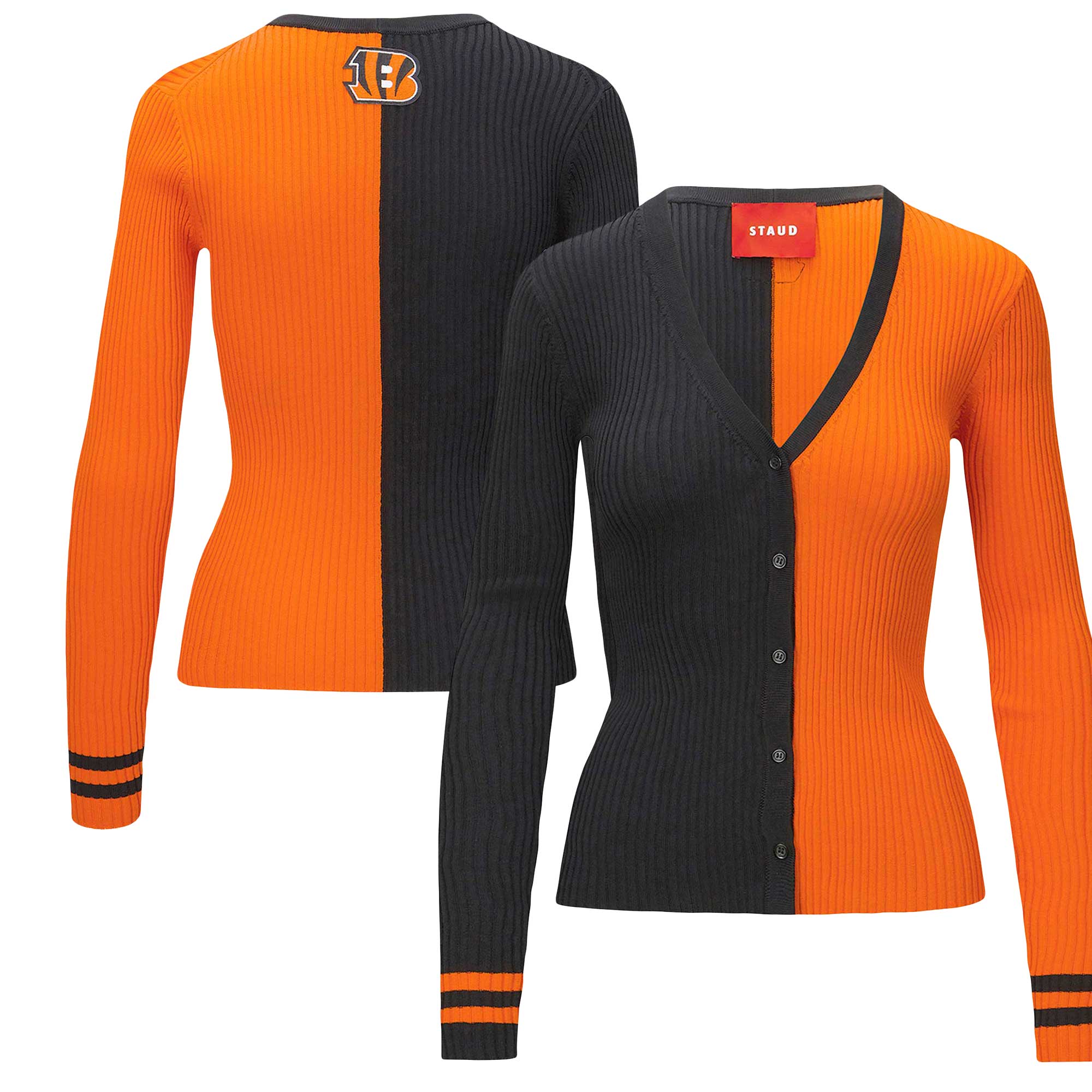 Women's STAUD Black/Orange Cincinnati Bengals Cargo Sweater - Image 2
