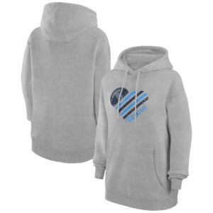 Women's G-III 4Her by Carl Banks  Heather Gray Tennessee Titans Heart Graphic Fleece Pullover Hoodie