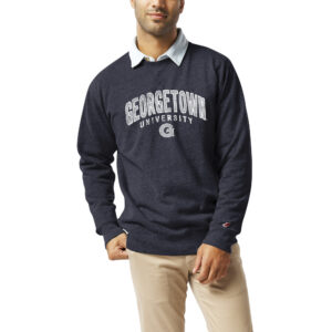 Men's League Collegiate Wear  Heather Navy Georgetown Hoyas  Heritage Tri-Blend Pullover Sweatshirt