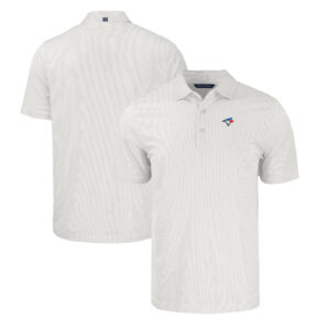 Men's Cutter & Buck Gray/White Toronto Blue Jays Pike Eco Symmetry Print Stretch Recycled Polo
