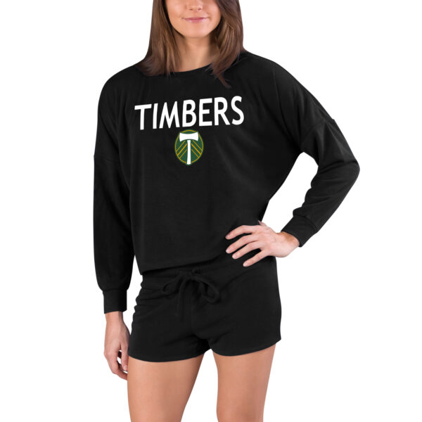 Women's Concepts Sport  Black Portland Timbers Gather Long Sleeve Top & Shorts Set
