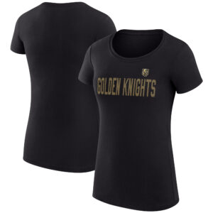 Women's G-III 4Her by Carl Banks  Black Vegas Golden Knights Dot Print Fitted Team T-Shirt
