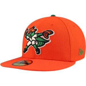 Men's New Era Orange Greensboro Grasshoppers Authentic Collection 59FIFTY Fitted Hat