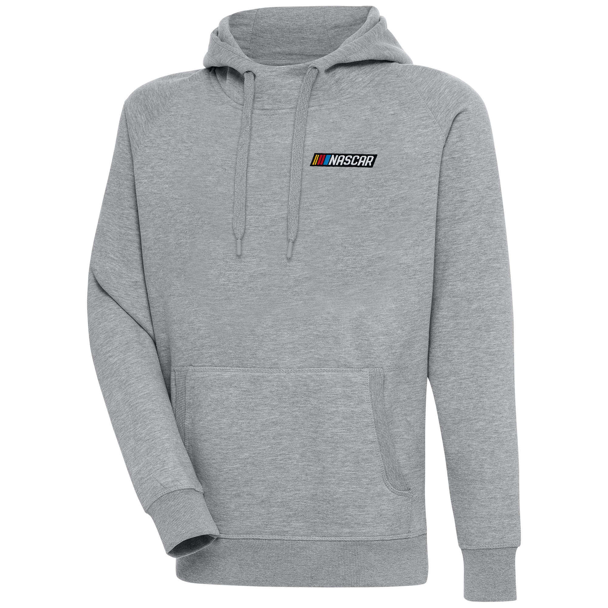 Men's Antigua Heather Gray NASCAR Victory Pullover Hoodie