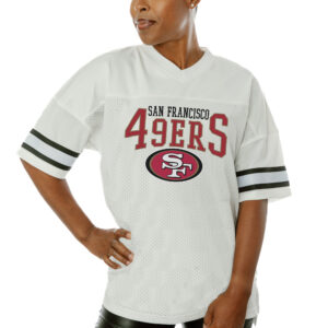Women's Gameday Couture  White San Francisco 49ers  Top Recruit Side Slit V-Neck Fashion Jersey