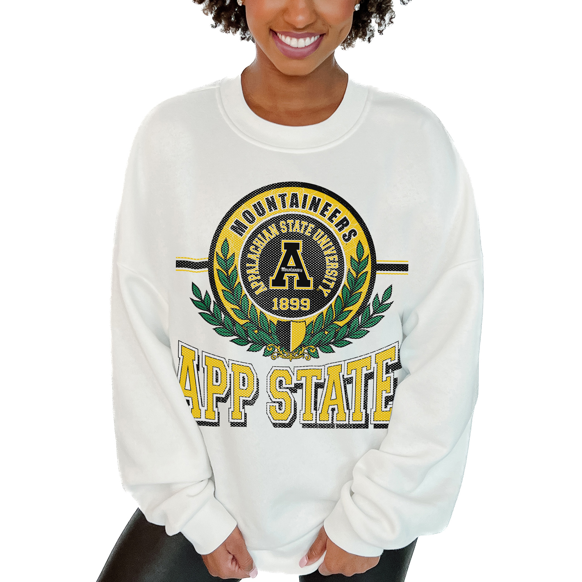 Women's Gameday Couture White Appalachian State Mountaineers Hot Shot Fleece Pullover Sweatshirt - Image 4
