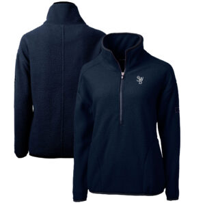 Women's Cutter & Buck Navy Scranton Wilkes-Barre RailRiders Cascade Eco Sherpa Fleece Half-Zip Jacket
