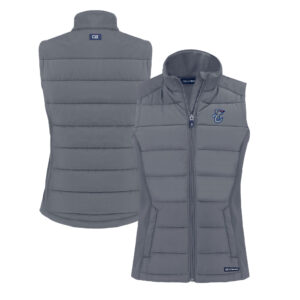 Women's Cutter & Buck  Gray Corpus Christi Hooks Evoke Hybrid PrimaLoft Eco Softshell Recycled Full-Zip Vest