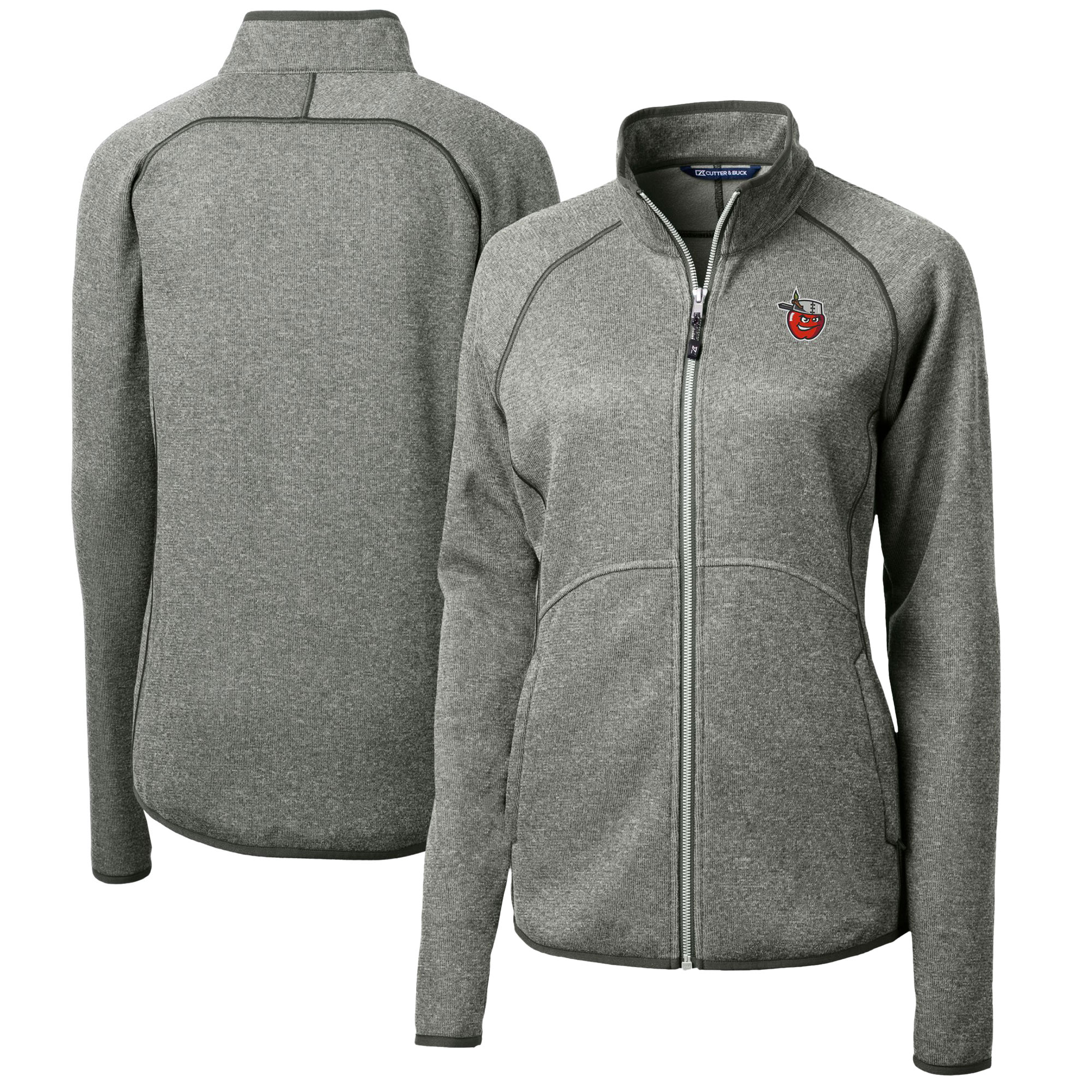 Women's Cutter & Buck Heather Gray Fort Wayne TinCaps Mainsail Sweater-Knit Full-Zip Jacket