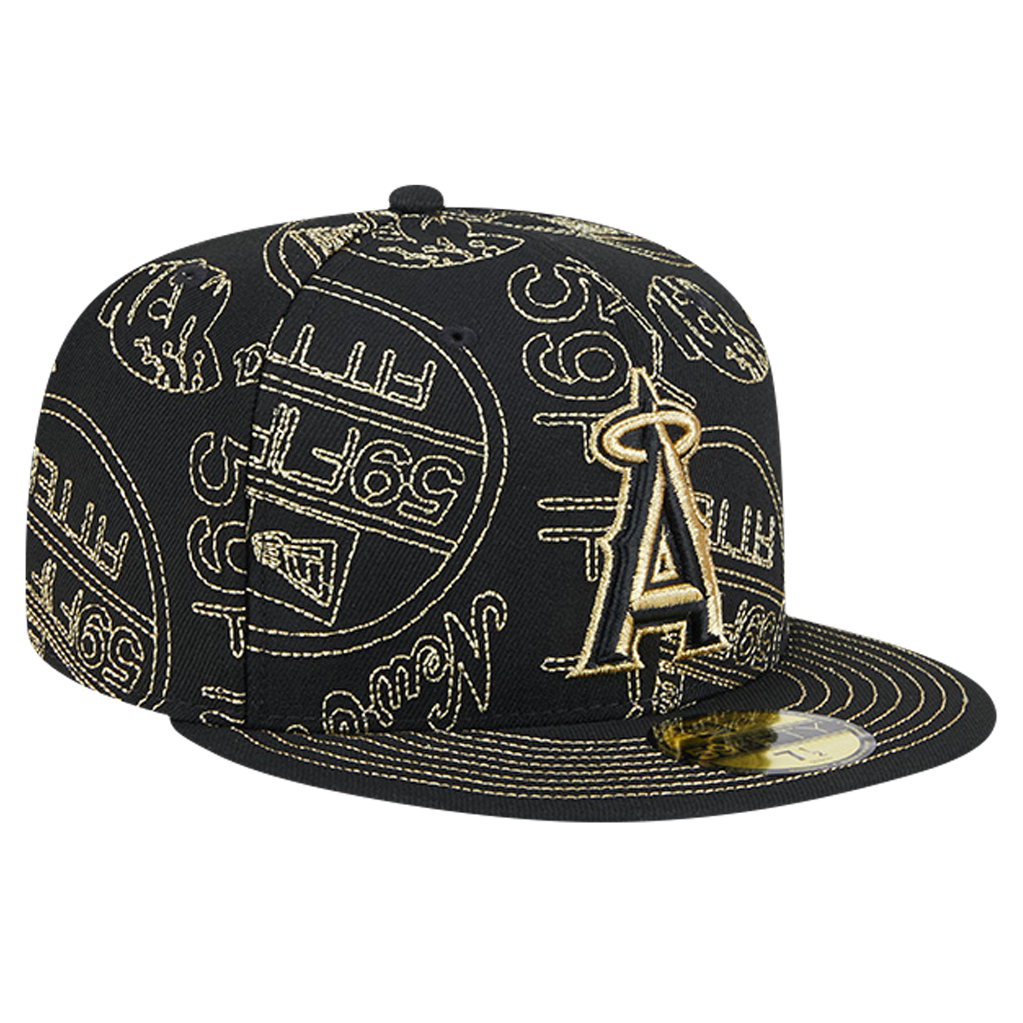 Men's New Era Black Los Angeles Angels 59FIFTY Day Allover Fitted Hat - Image 7