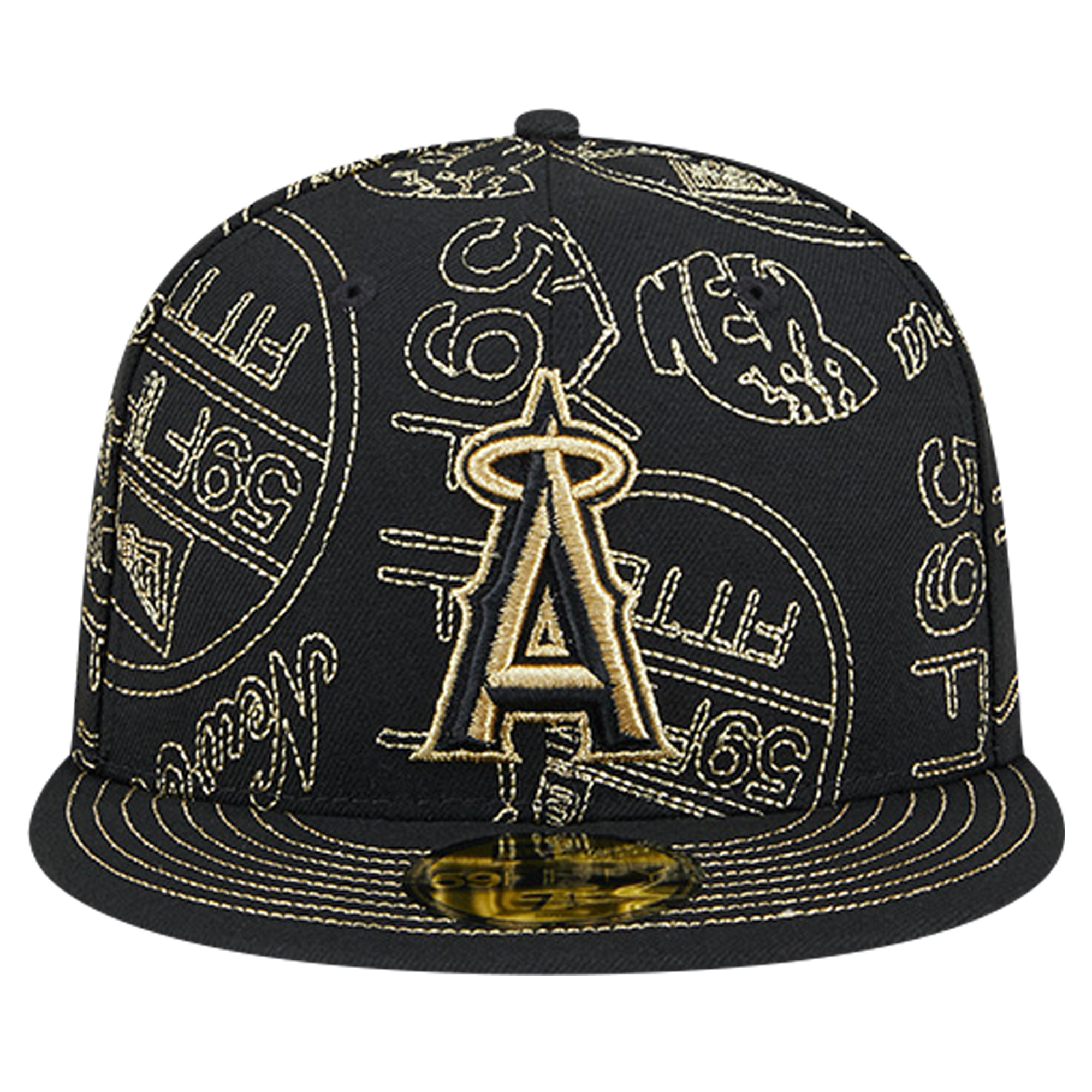 Men's New Era Black Los Angeles Angels 59FIFTY Day Allover Fitted Hat - Image 3