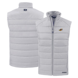 Men's Cutter & Buck Gray Akron RubberDucks Evoke Hybrid Eco Softshell Recycled Full-Zip Vest