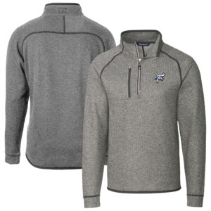 Men's Cutter & Buck Heather Gray Reading Fightin Phils Mainsail Sweater-Knit Half-Zip Pullover Jacket