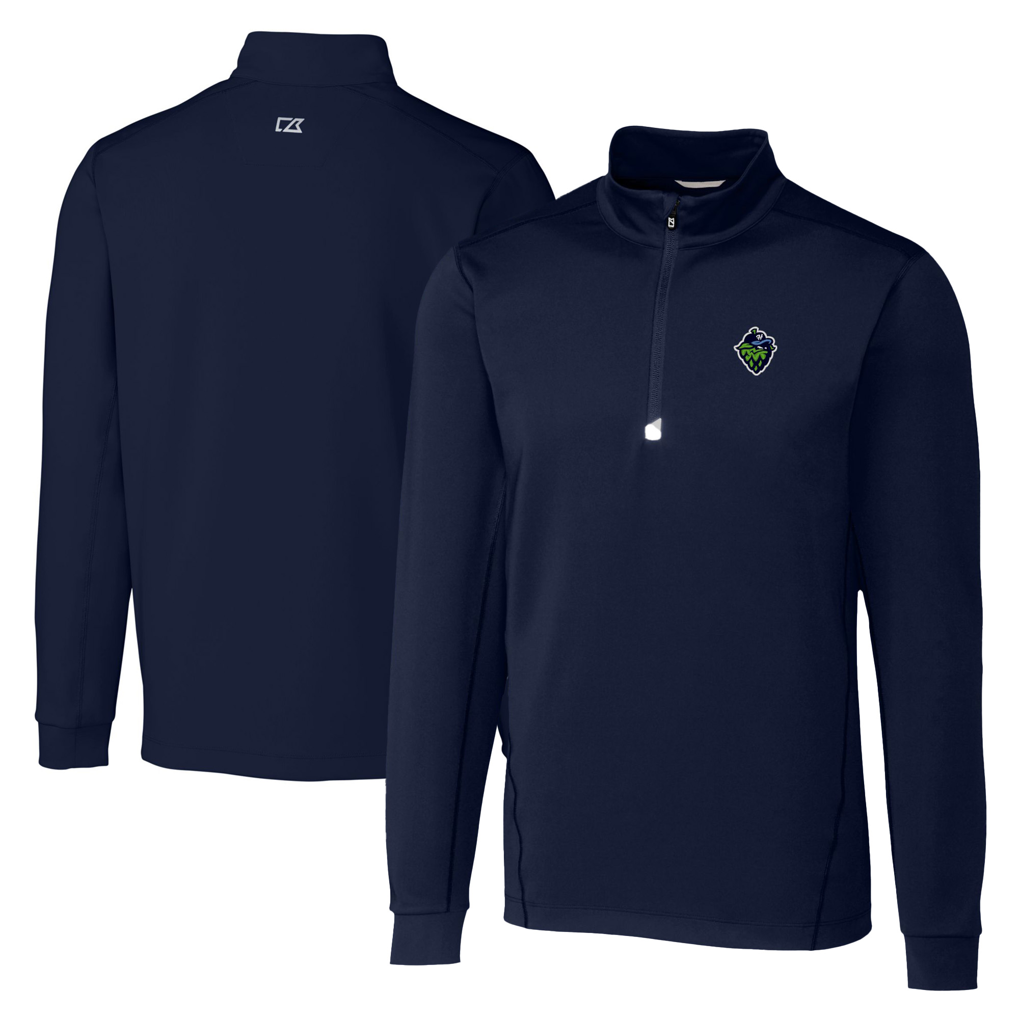 Men's Cutter & Buck Navy Hillsboro Hops Big & Tall Traverse Stretch Quarter-Zip Top