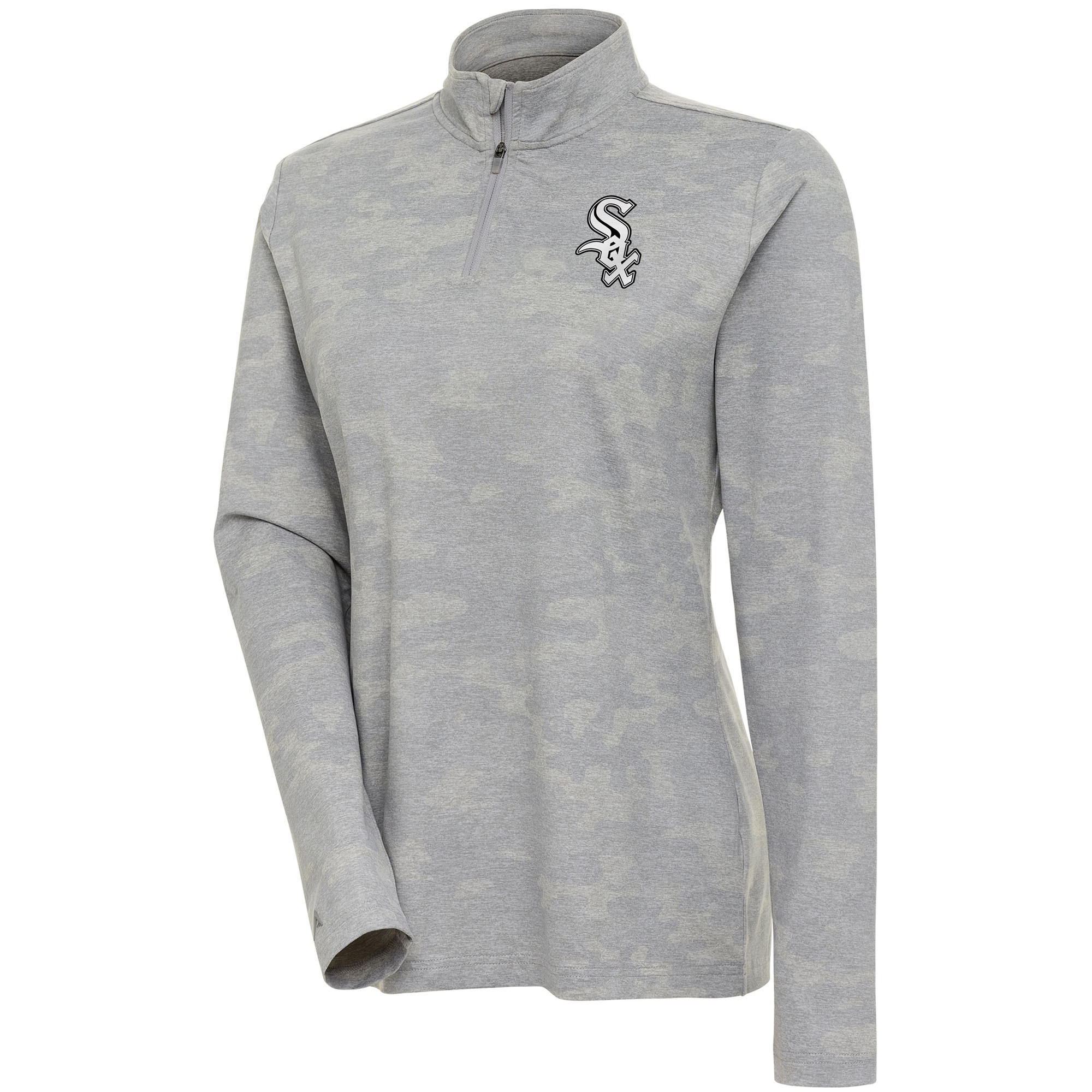 Women's Antigua White Chicago White Sox Brushed Metallic Respond Quarter-Zip Pullover Top