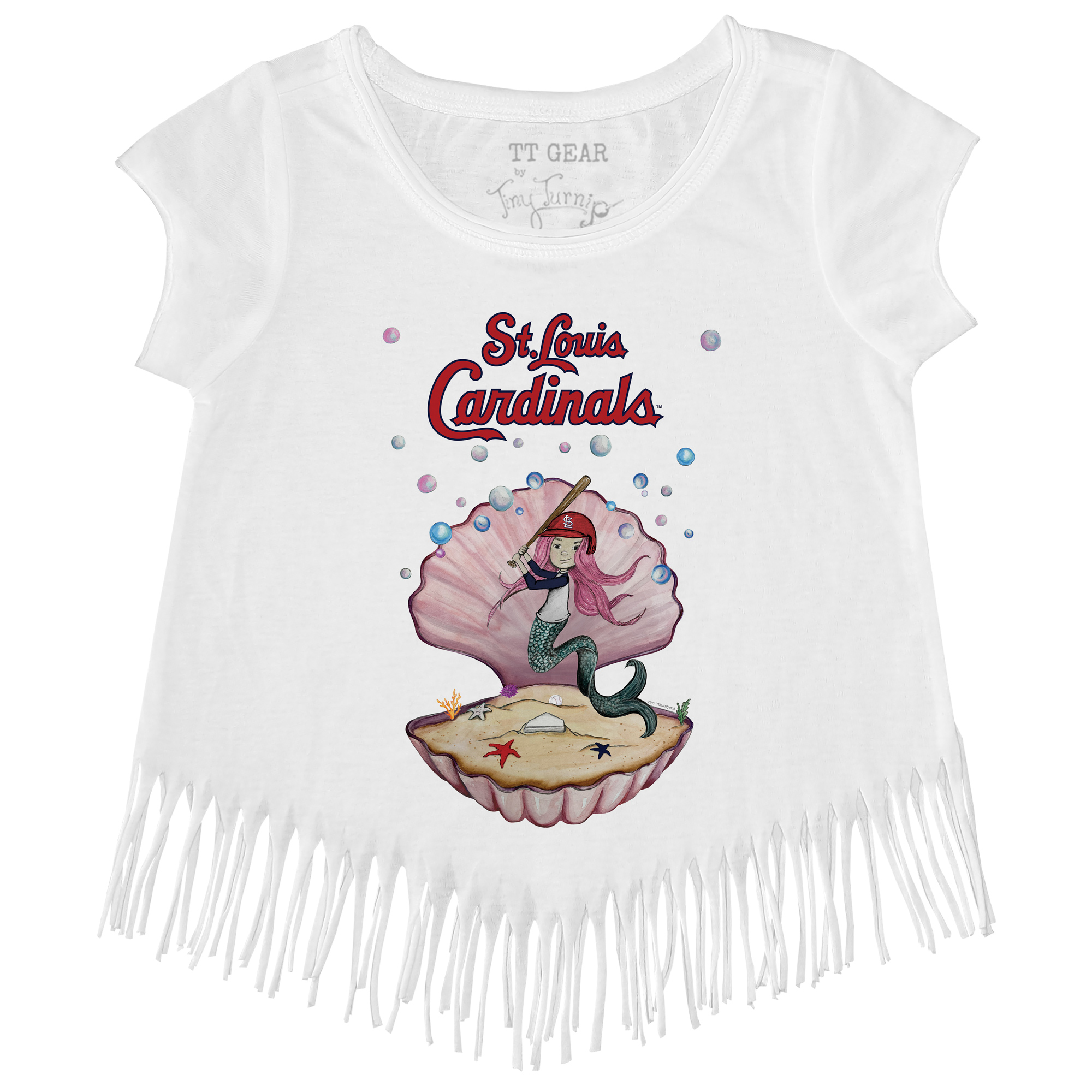 Girls Youth Tiny Turnip White St. Louis Cardinals Mermaid Fringe T-Shirt - Image 3