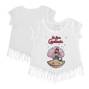 Girls Youth Tiny Turnip White St. Louis Cardinals Mermaid Fringe T-Shirt