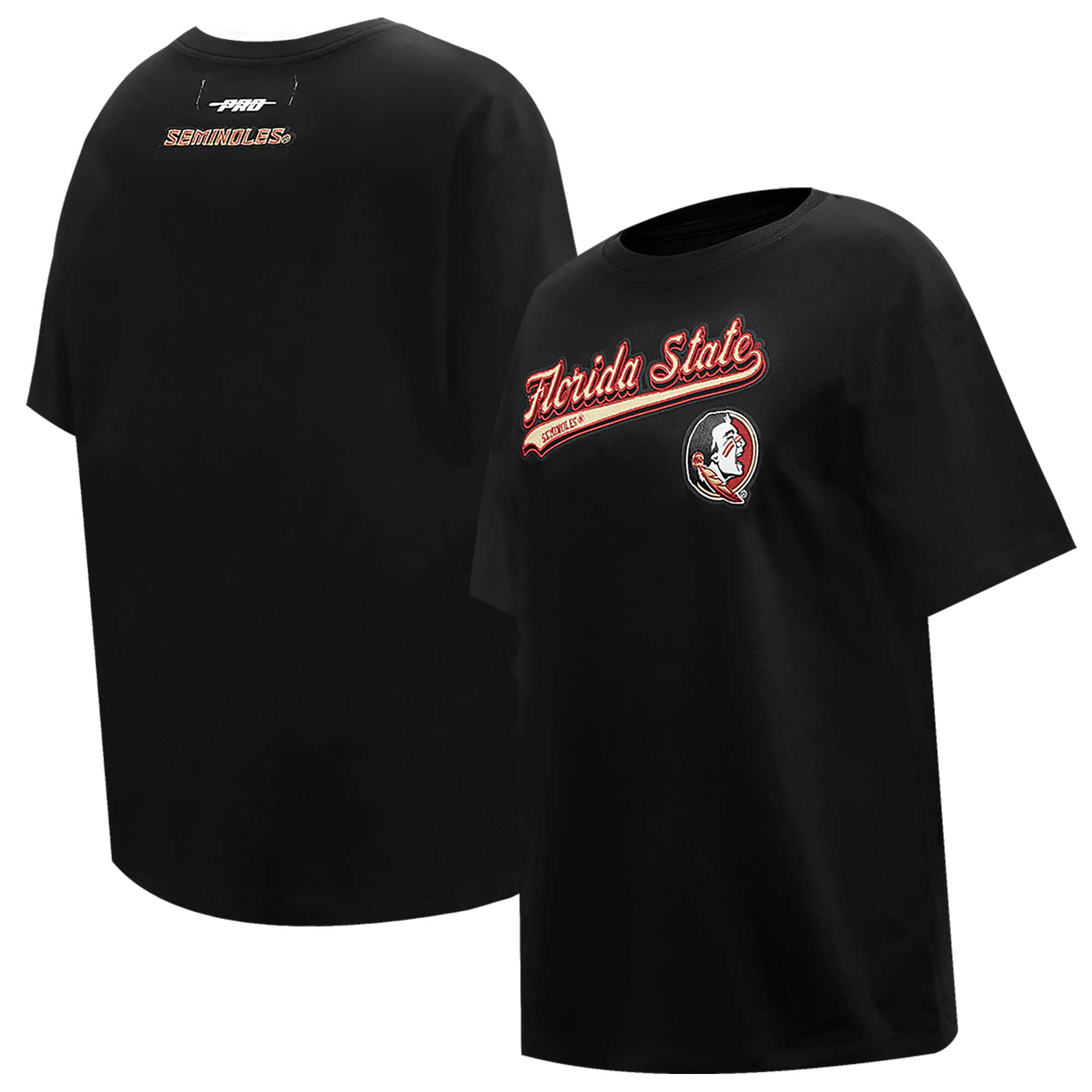 Women's Pro Standard Black Florida State Seminoles Script Tail Oversized Boyfriend T-Shirt - Image 9