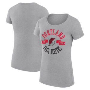 Women's G-III 4Her by Carl Banks Heather Gray Portland Trail Blazers Large City Logo Fitted T-Shirt