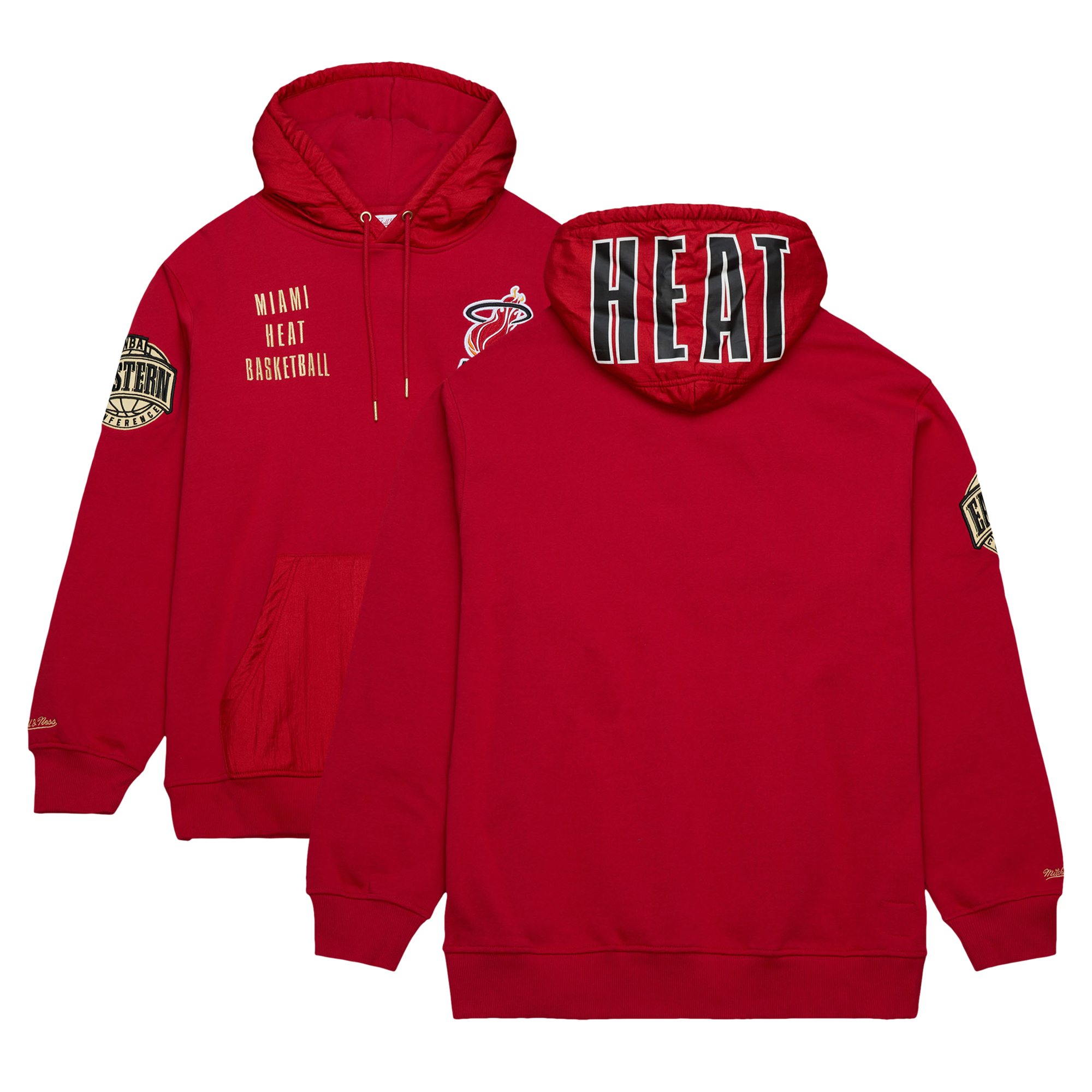 Men's Mitchell & Ness Red Miami Heat Team OG 2.0 Vintage Logo Fleece Pullover Hoodie - Image 4