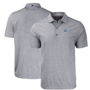 Men's Cutter & Buck Heather Black Indianapolis Colts  Big & Tall Forge Eco Heathered Stripe Stretch Recycled Polo