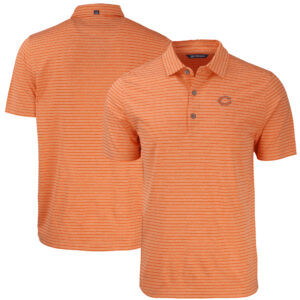 Men's Cutter & Buck Heather Orange Chicago Bears  Forge Eco Heathered Stripe Stretch Recycled Polo