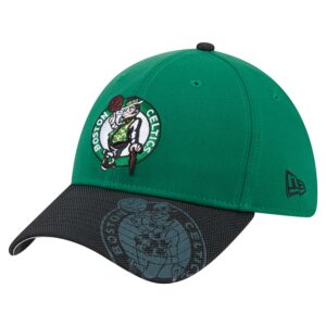 Men's New Era Kelly Green/Black Boston Celtics Sport Night Visor Hit 39THIRTY Flex Hat