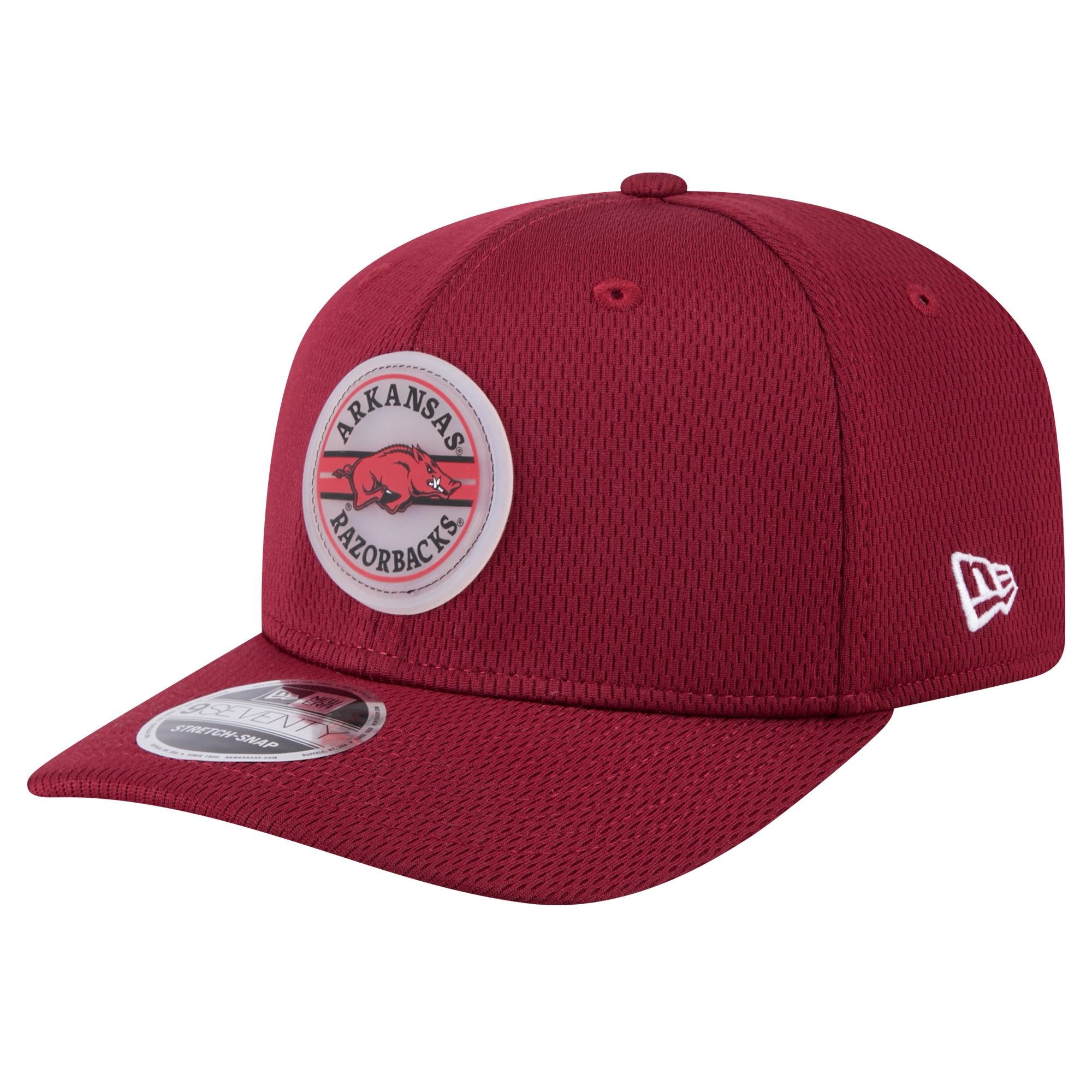Men's New Era Cardinal Arkansas Razorbacks Patched 9SEVENTY Stretch-Snap Adjustable Hat - Image 7