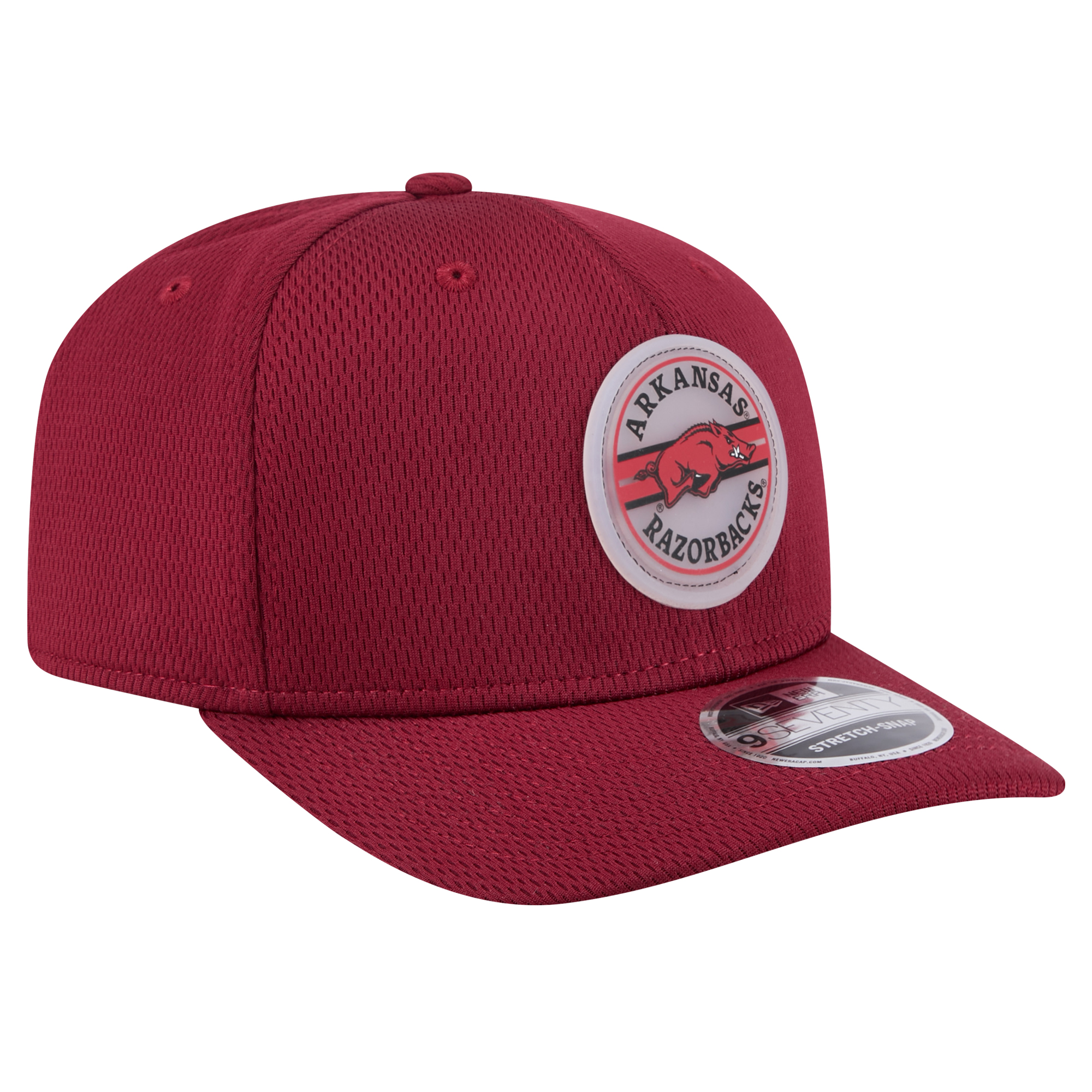 Men's New Era Cardinal Arkansas Razorbacks Patched 9SEVENTY Stretch-Snap Adjustable Hat - Image 4