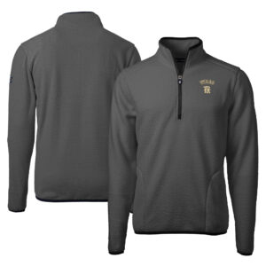 Men's Cutter & Buck Gray Texas Rangers City Connect Cascade Eco Sherpa Fleece Quarter-Zip Pullover Jacket