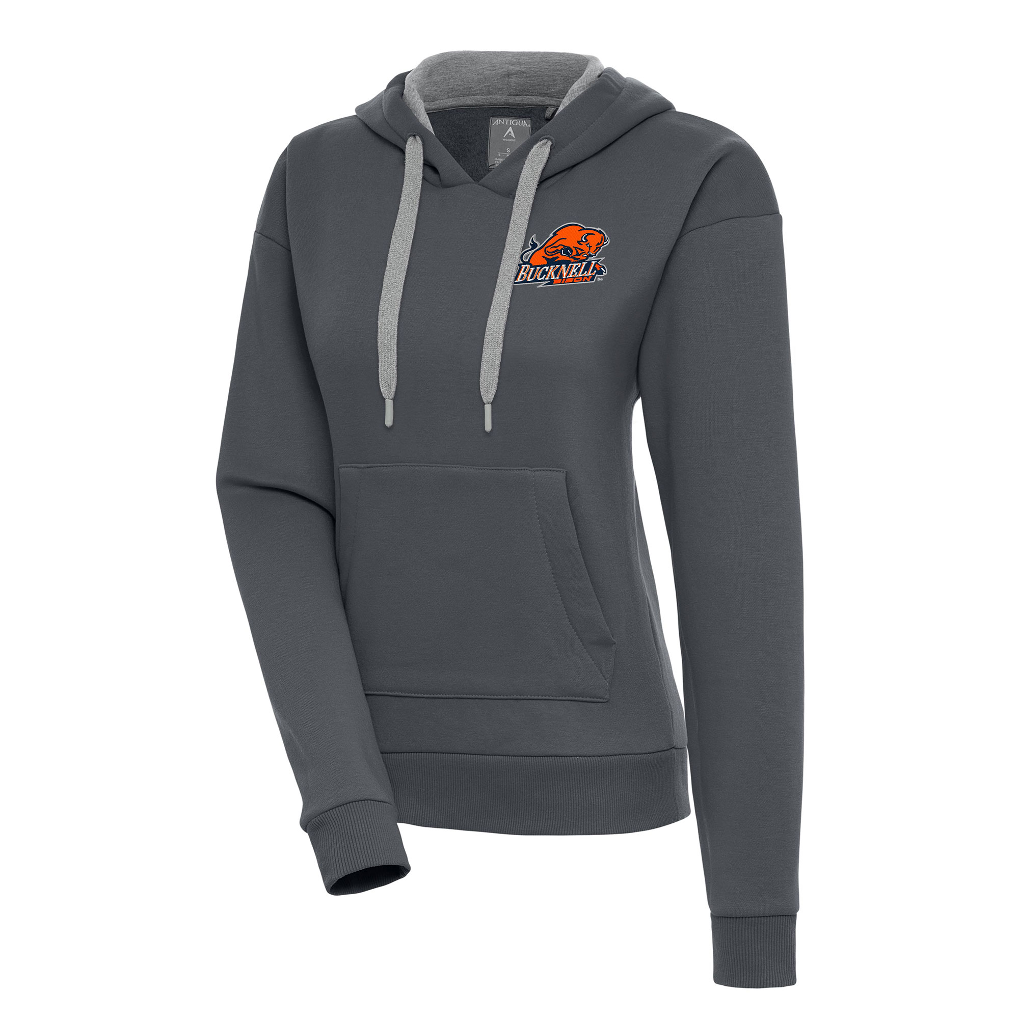 Women's Antigua Charcoal Bucknell Bison Victory Pullover Hoodie