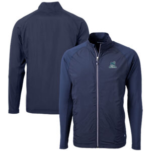 Men's Cutter & Buck  Navy Citadel Bulldogs Vault Adapt Eco Knit Hybrid Recycled Mens Full Zip Jacket