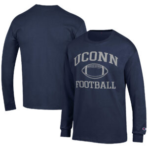 Men's Champion Navy UConn Huskies Football Icon Long Sleeve T-Shirt
