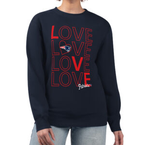 Women's G-III 4Her by Carl Banks  Navy New England Patriots Lots of Love Graphic Fleece Pullover Sweatshirt