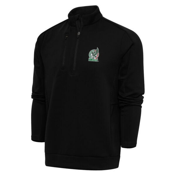 Men's Antigua Black Mexico National Team Genesis Quarter-Zip Pullover