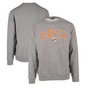 Men's Levelwear Gray San Diego Padres Zane Cooperstown Collection Retro Spellout Pullover Sweatshirt