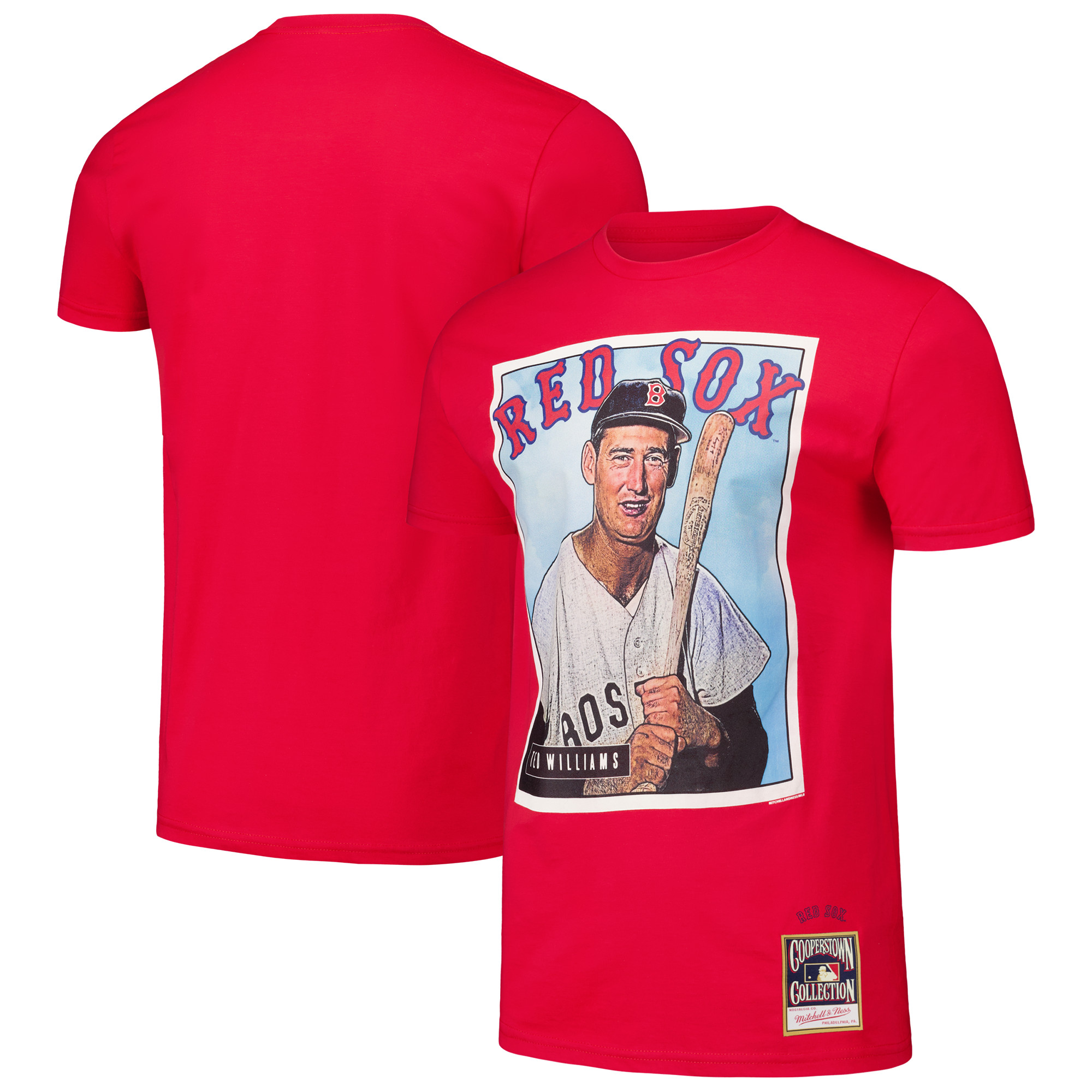 Men's Mitchell & Ness Ted Williams Red Boston Red Sox Cooperstown Collection Collectors Connection T-Shirt - Image 5