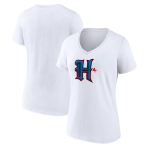 Women's  White Houston Texans Secondary Logo V-Neck T-Shirt